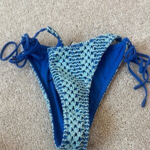 triangl swimwear Blue Crochet String Bikini Bottom